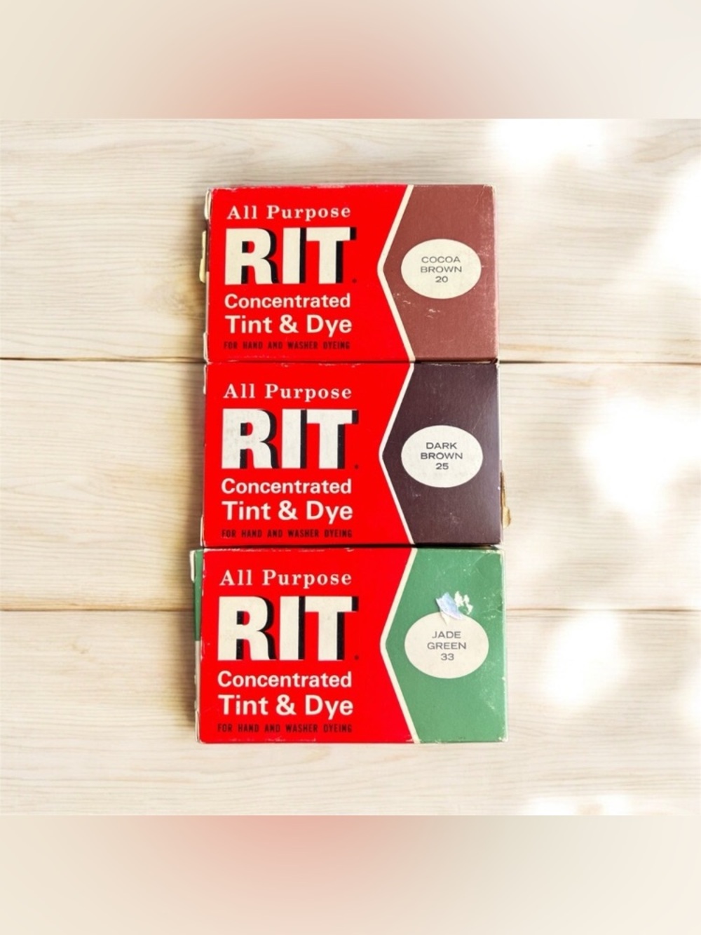 Vintage RIT All Purpose Concentrated Tint & Dye Set of 3 Hand Washer Dyeing RARE